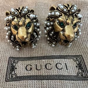 Gucci Lion Head Clip On Earrings